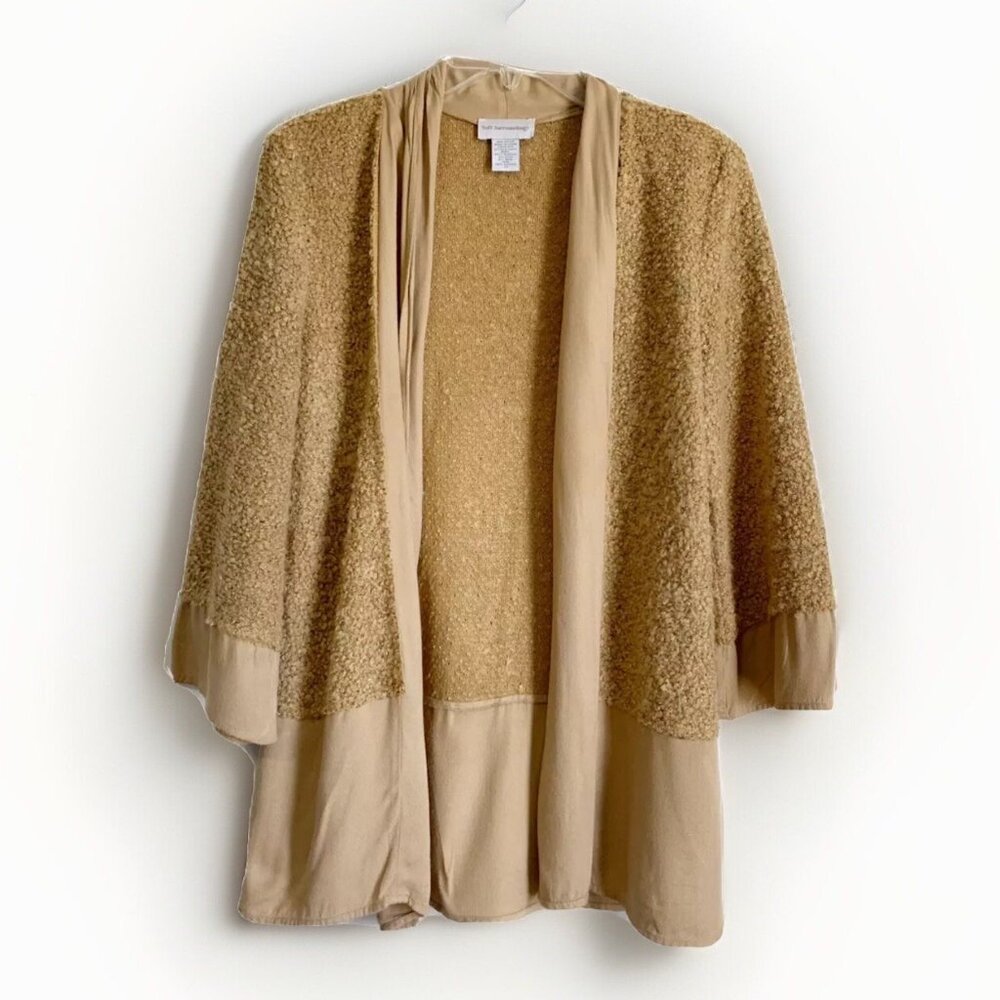 Soft Surroundings Tan Cardigan Small Petite Minimalist Quiet Luxury Layering